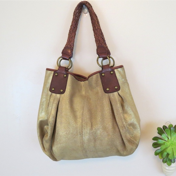 Tano Handbags - Tano Gold Metallic Leather Hobo Handbag Purse